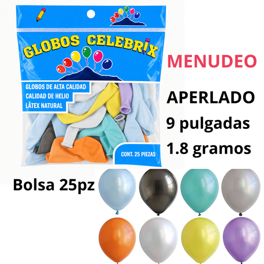 Celebrix Globos de Látex #9 Aperlado – Bolsa 25 pzas.