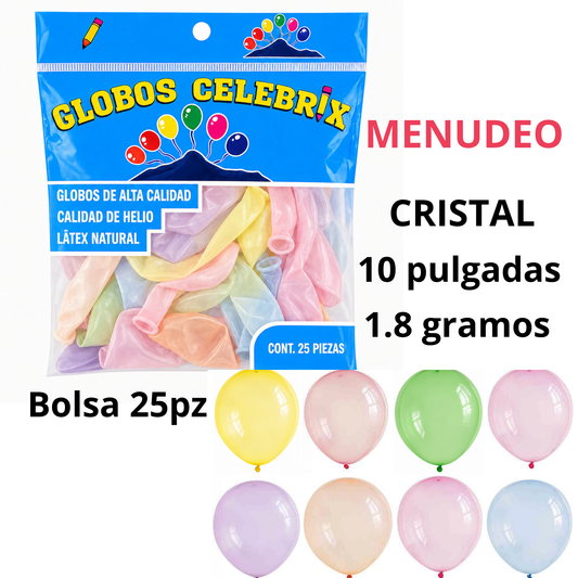 Celebrix Globos de Látex #10 Cristal – Bolsa 25 pzas.
