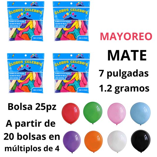 MAYOREO Celebrix Globos de Látex #7 Mate – Bolsa 25 pzas. MAYOREO